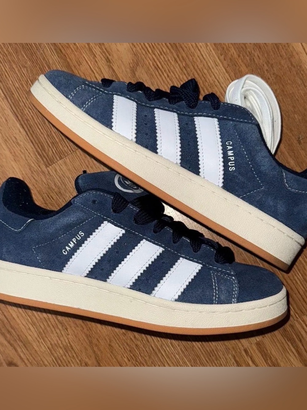 adidas Campus Navy Suede Sneakers with White Stripes